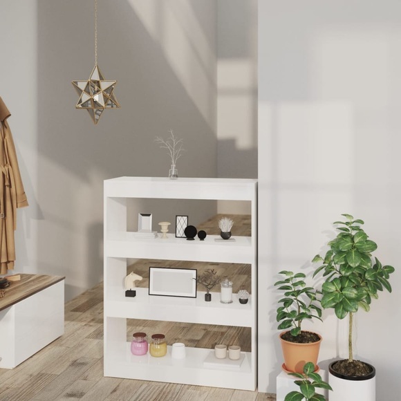 vidaXL Bücherregal/Raumteiler Hochglanz-Weiß 80x30x103cm Holzwerkstoff