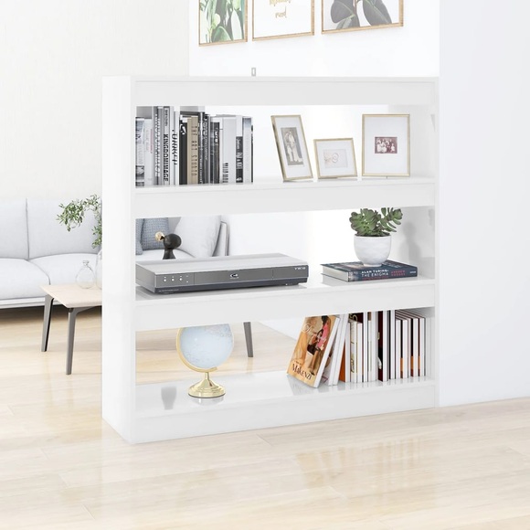 vidaXL Bücherregal/Raumteiler Hochglanz-Weiß 100x30x103 cm