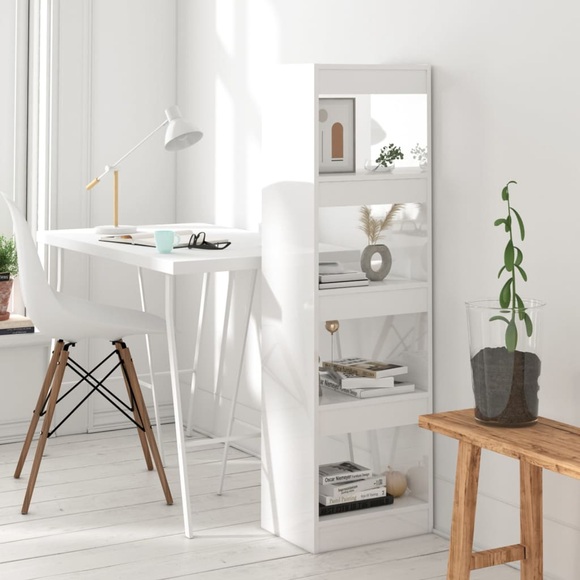 vidaXL Bücherregal/Raumteiler Hochglanz-Weiß 40x30x135 cm