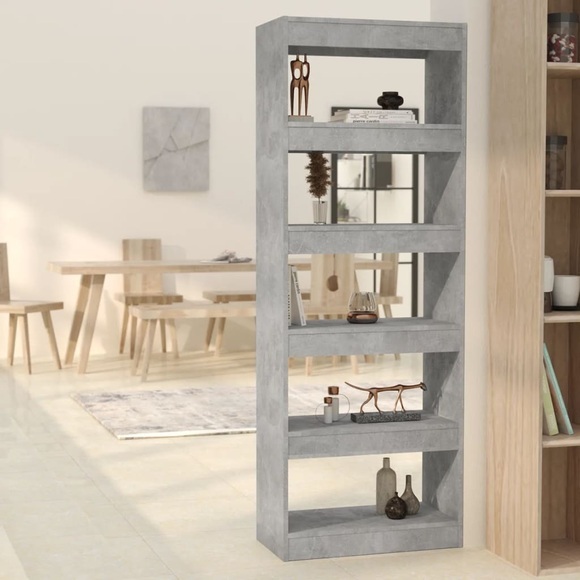 vidaXL Bücherregal/Raumteiler Betongrau 60x30x166 cm Holzwerkstoff
