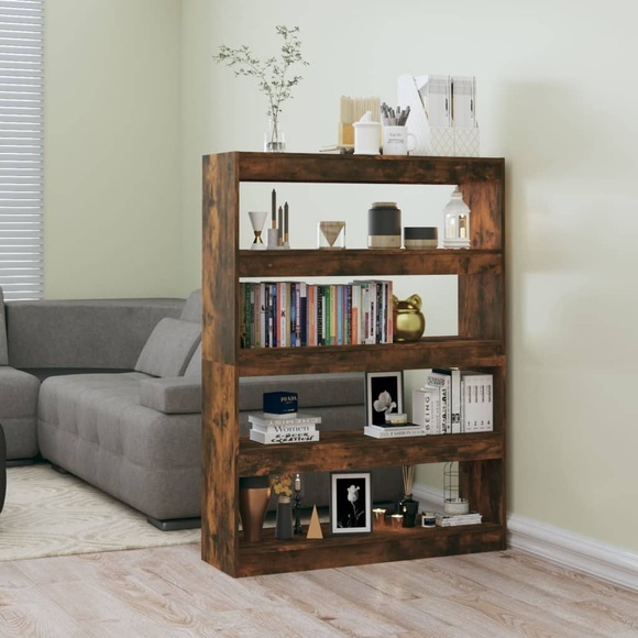 vidaXL Bücherregal/Raumteiler Räuchereiche 100×30×135 cm