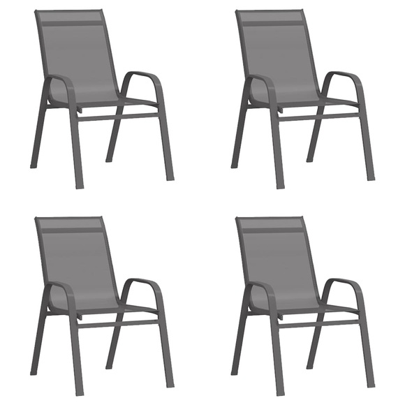 vidaXL Stapelbare Gartenstühle 4 Stk. Grau Textilene