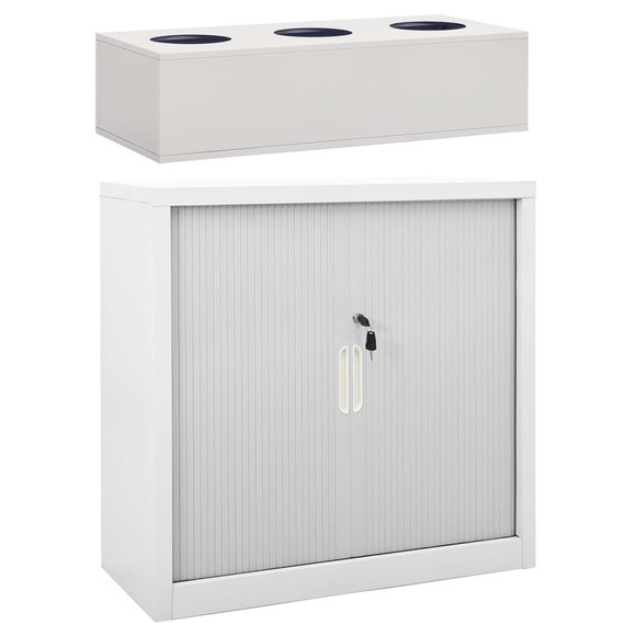 vidaXL Schrank mit Schiebetür & Pflanzkasten Grau 90x40x113 cm Stahl