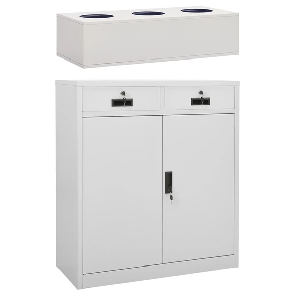 vidaXL Büroschrank mit Pflanzkasten Hellgrau 90x40x125 cm Stahl