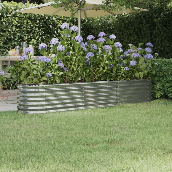 vidaXL Hochbeet Pulverbeschichteter Stahl 224x40x36 cm Silbern