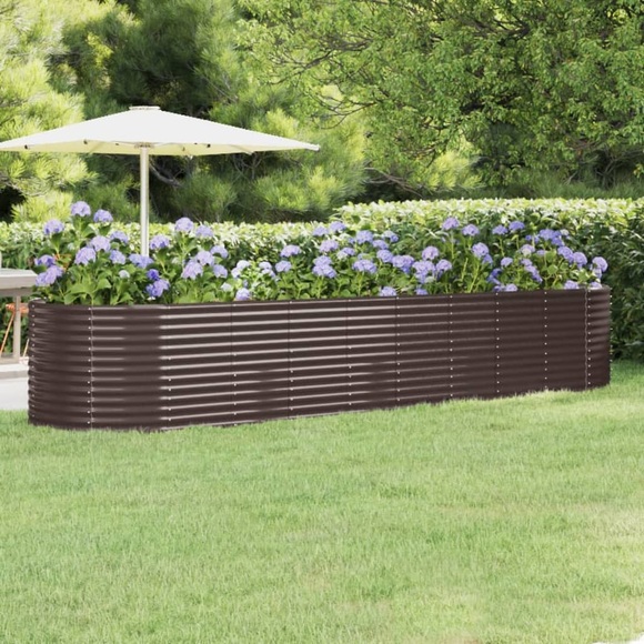 vidaXL Hochbeet Pulverbeschichteter Stahl 396x100x68 cm Braun
