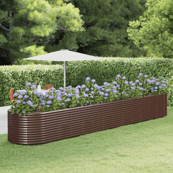 vidaXL Pflanzkübel Braun 554x100x68 cm Pulverbeschichteter Stahl