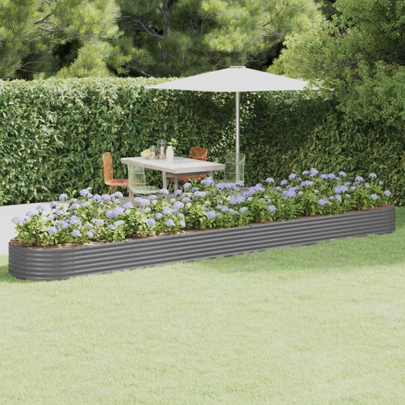 vidaXL Hochbeet Pulverbeschichteter Stahl 544x100x36 cm Grau