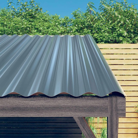 vidaXL Dachpaneele 12 Stk. Pulverbeschichteter Stahl Grau 100x36 cm