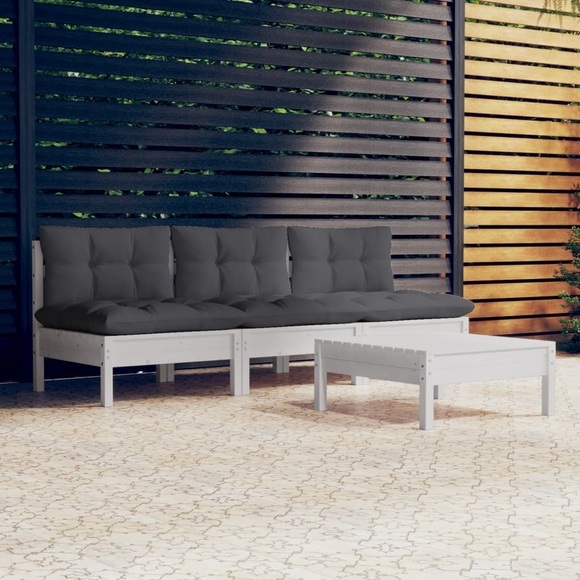 vidaXL 4-tlg. Garten-Lounge-Set mit Anthrazit Kissen Kiefernholz