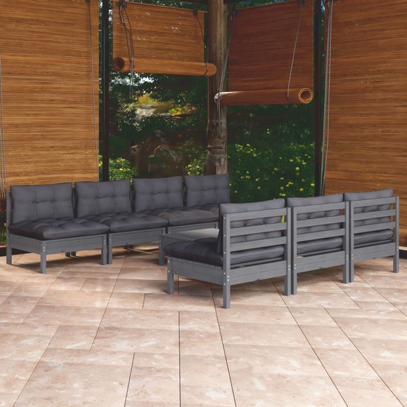 vidaXL 8-tlg. Garten-Lounge-Set mit Anthrazit Kissen Kiefernholz