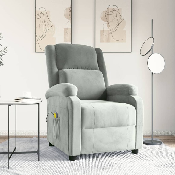 vidaXL Massagesessel Hellgrau Samt