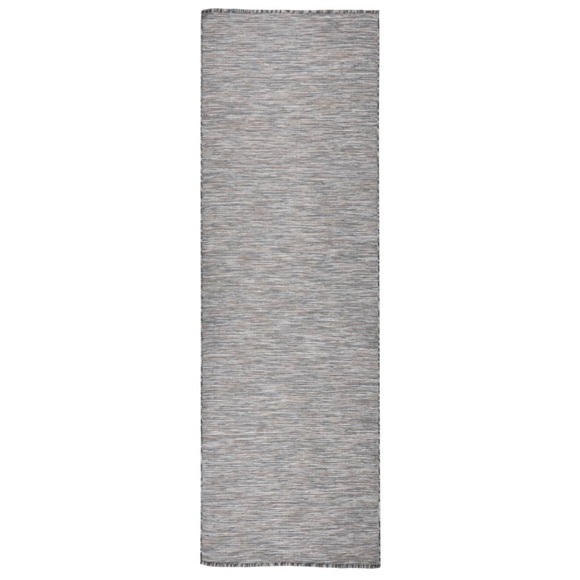 vidaXL Outdoor-Teppich Flachgewebe 80x250 cm Braun und Schwarz