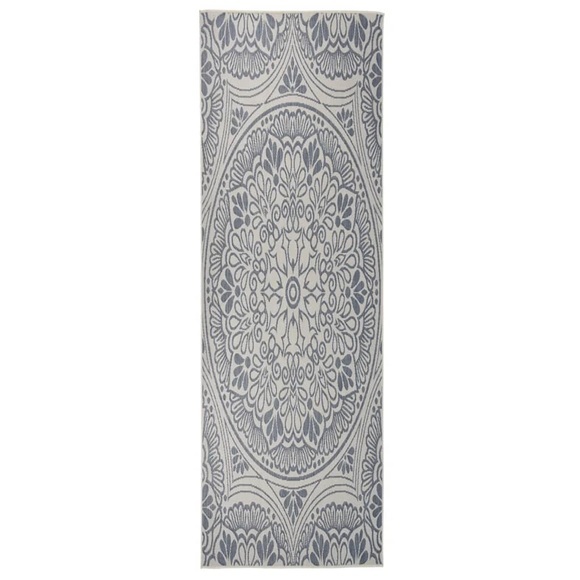 vidaXL Outdoor-Teppich Flachgewebe 80x250 cm Blaues Muster