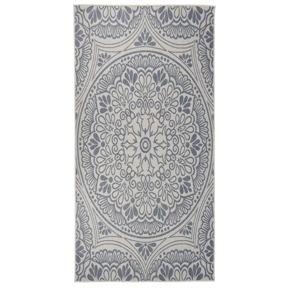 vidaXL Outdoor-Teppich Flachgewebe 100x200 cm Blaues Muster