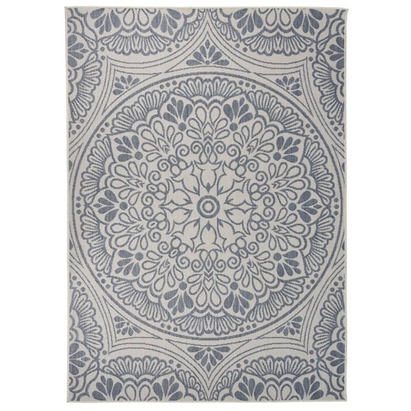 vidaXL Outdoor-Teppich Flachgewebe 120x170 cm Blaues Muster