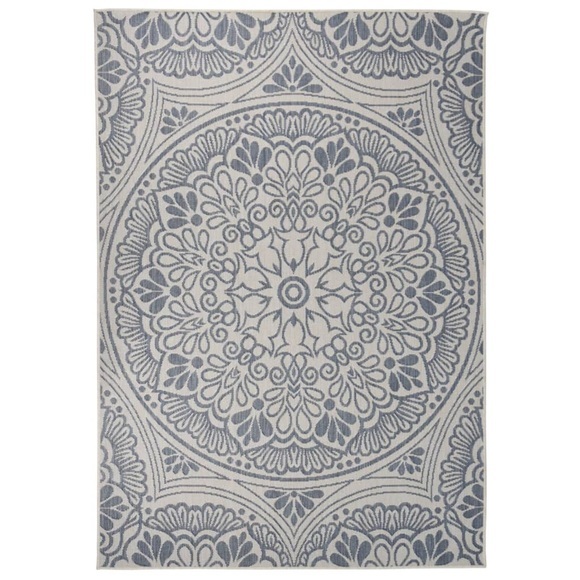 vidaXL Outdoor-Teppich Flachgewebe 160x230 cm Blaues Muster