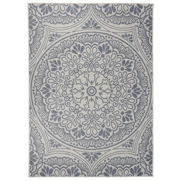 vidaXL Outdoor-Teppich Flachgewebe 200x280 cm Blaues Muster