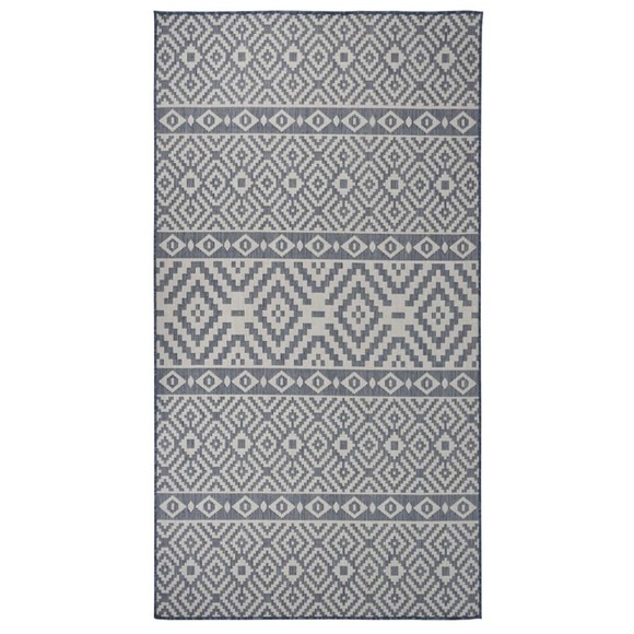 vidaXL Outdoor-Teppich Flachgewebe 80x150 cm Blau Gestreift
