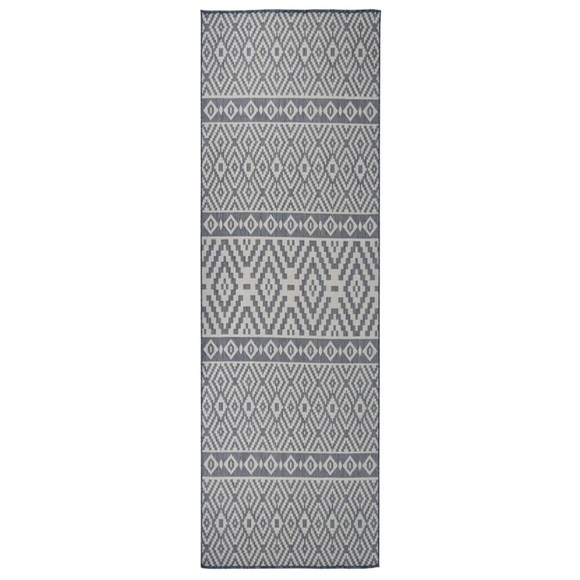 vidaXL Outdoor-Teppich Flachgewebe 80x250 cm Blau Gestreift