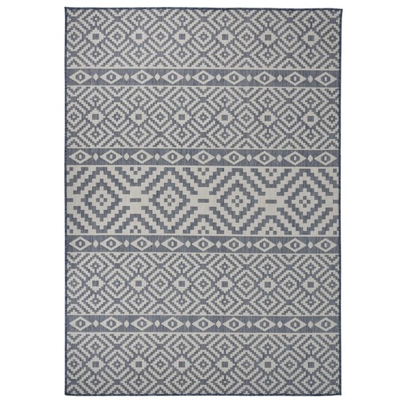 vidaXL Outdoor-Teppich Flachgewebe 120x170 cm Blau Gestreift