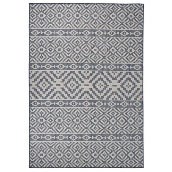 vidaXL Outdoor-Teppich Flachgewebe 160x230 cm Blau Gestreift