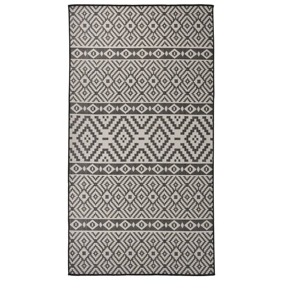 vidaXL Outdoor-Teppich Flachgewebe 80x150 cm Schwarz Gestreift