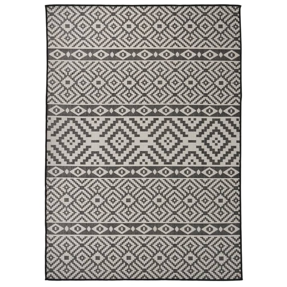 vidaXL Outdoor-Teppich Flachgewebe 120x170 cm Schwarz Gestreift