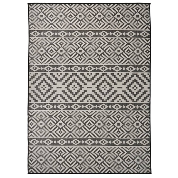 vidaXL Outdoor-Teppich Flachgewebe 200x280 cm Schwarz Gestreift