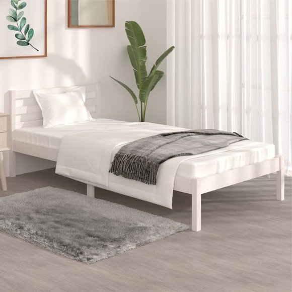 vidaXL Massivholzbett Kiefer 90x190 cm Weiß 3FT Single