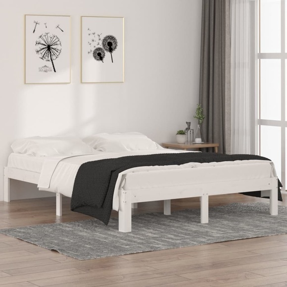vidaXL Massivholzbett Weiß 150x200 cm 5FT King Size