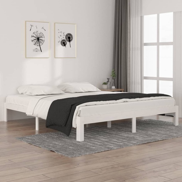 vidaXL Massivholzbett Weiß 180x200cm 6FT Super King