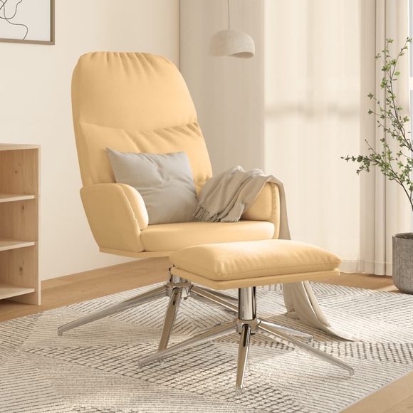 vidaXL Relaxsessel mit Hocker Cremeweiß Wildleder-Optik