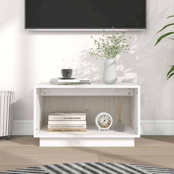 vidaXL TV-Schrank Weiß 60x35x35 cm Massivholz Kiefer