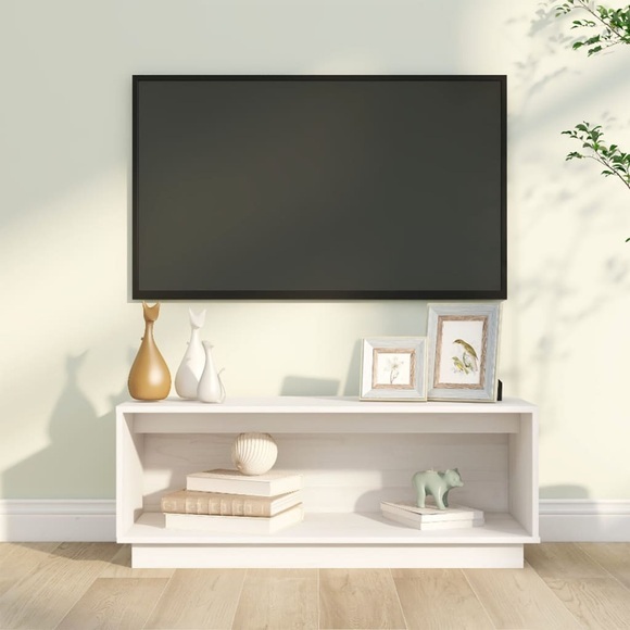 vidaXL TV-Schrank Weiß 90x35x35 cm Massivholz Kiefer