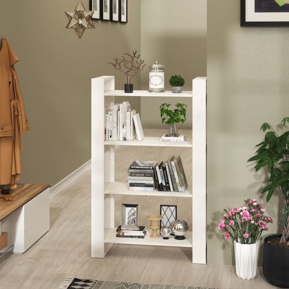 vidaXL Bücherregal/Raumteiler Weiß 80x25x125 cm Massivholz Kiefer