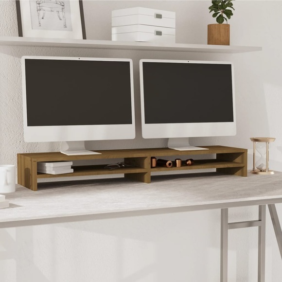 vidaXL Monitorständer Honigbraun 100x24x13 cm Massivholz Kiefer