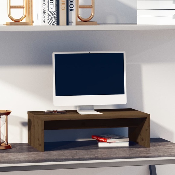 vidaXL Monitorständer Honigbraun 50x27x15 cm Massivholz Kiefer