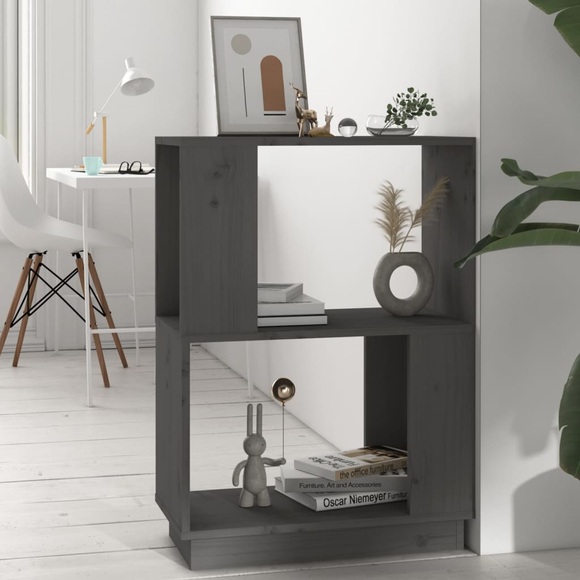 vidaXL Bücherregal/Raumteiler Grau 51x25x70 cm Massivholz Kiefer