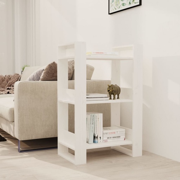 vidaXL Bücherregal/Raumteiler Weiß 60x35x91 cm Massivholz Kiefer
