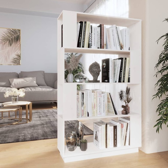 vidaXL Bücherregal/Raumteiler Weiß 80x25x132 cm Massivholz Kiefer