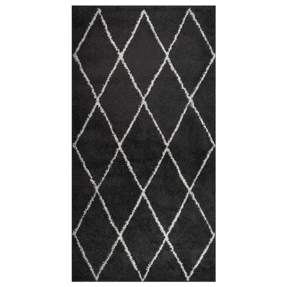 vidaXL Teppich Shaggy Hochflor Creme und Anthrazit 80x150 cm