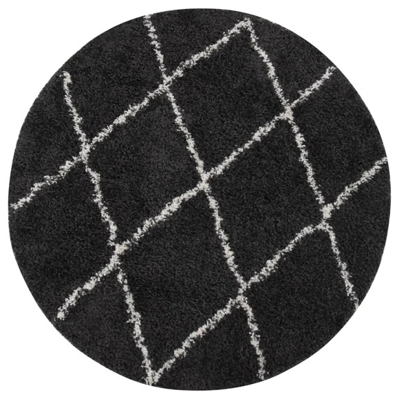 vidaXL Teppich Shaggy Hochflor Creme und Anthrazit ?120 cm
