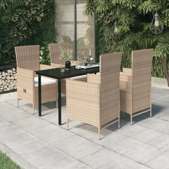 vidaXL 5-tlg. Garten-Essgruppe mit Kissen Beige