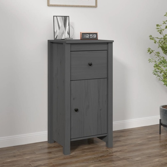 vidaXL Sideboard Grau 40x35x80 cm Massivholz Kiefer
