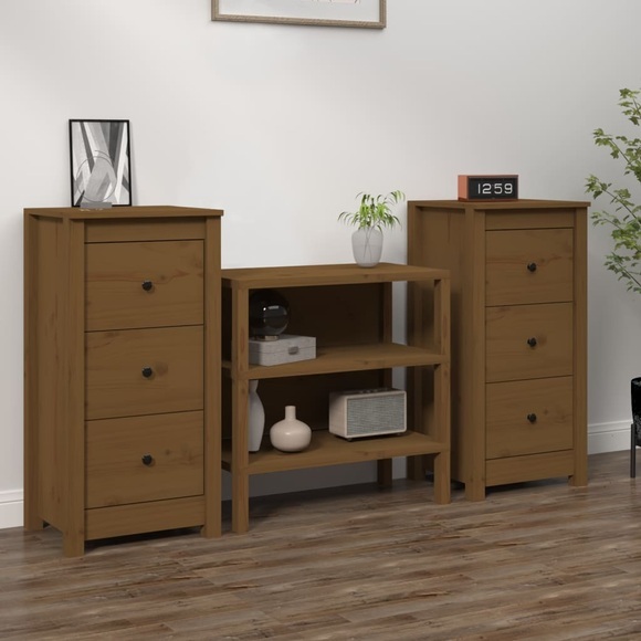 vidaXL Sideboards 2 Stk. Honigbraun 40x35x80 cm Massivholz Kiefer