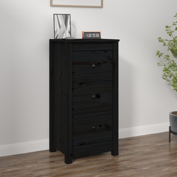 vidaXL Sideboard Schwarz 40x35x80 cm Massivholz Kiefer