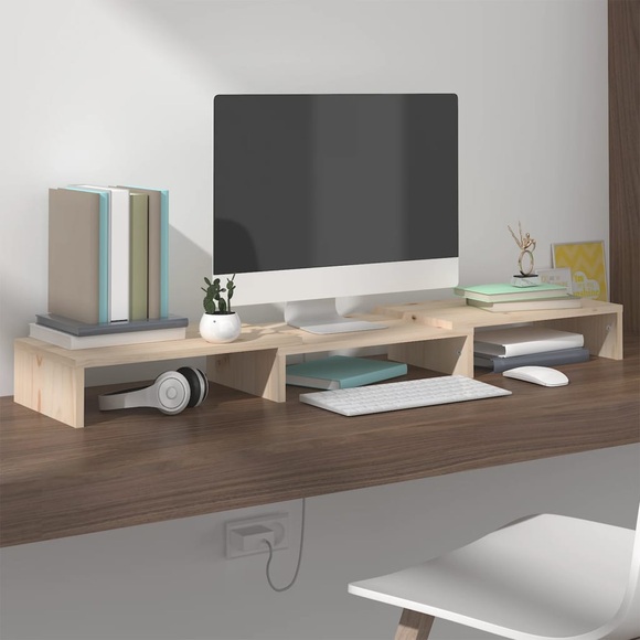vidaXL Monitorständer 80x24x10,5 cm Massivholz Kiefer