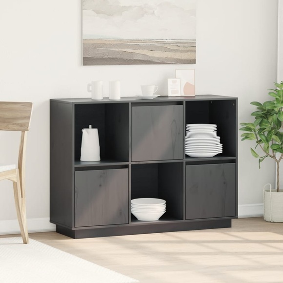 vidaXL Sideboard Grau 110,5x35x80 cm Massivholz Kiefer