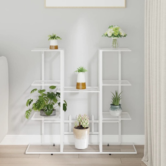 vidaXL Blumenständer 94,5x25x89 cm Weiß Eisen